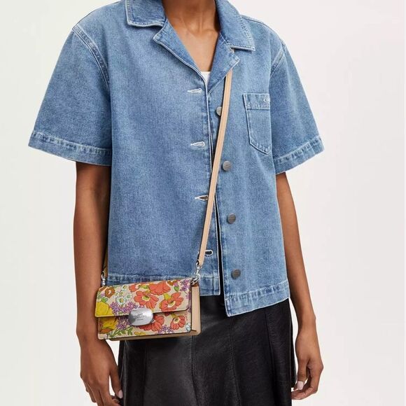 NWT Coach Eliza Small Flap Crossbody With Floral Print - Picture 11 of 11